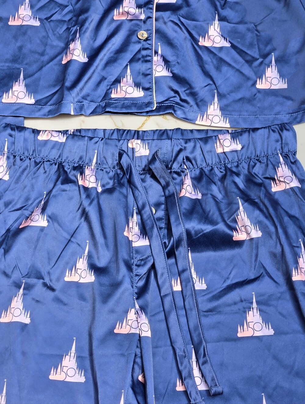 Disney 50th Anniversary Pajama Set Pjs Navy Pink Womens Small S Long Sleeve Pant - Picture 5 of 12